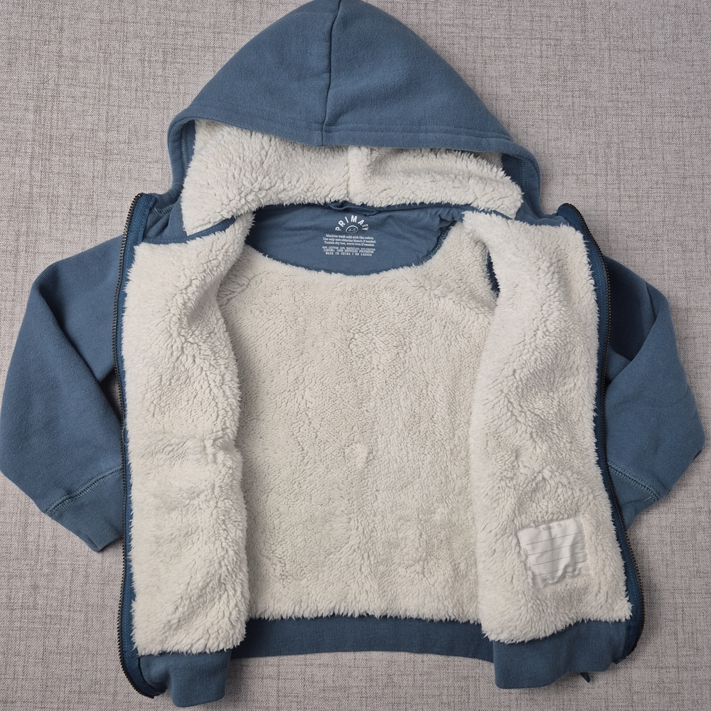 Primary Kids Sherpa-Lined Full Zip Hoodie | Slate Blue | Size 4-5 - Picture 7 of 12